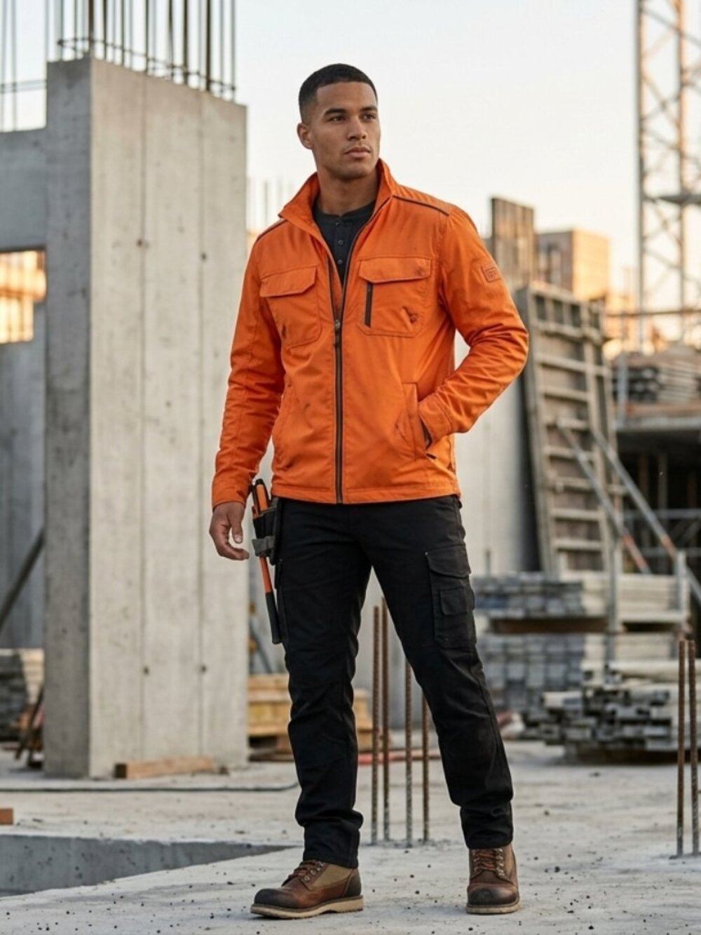 TAVIK Lightweight Windbreaker Jacket Signature Fit Full-Zip Orange Black Men's L